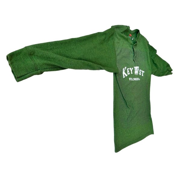 Vintage Key West Shirt Medium Henley Hanes Hunter Green Buffett Florida … - Picture 8 of 12